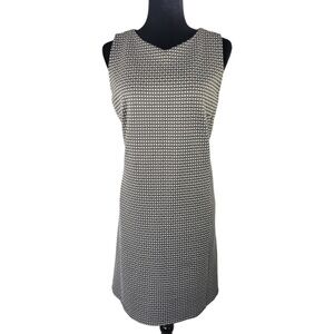 Ann Taylor Black white sheath midi dress sleeveless size M